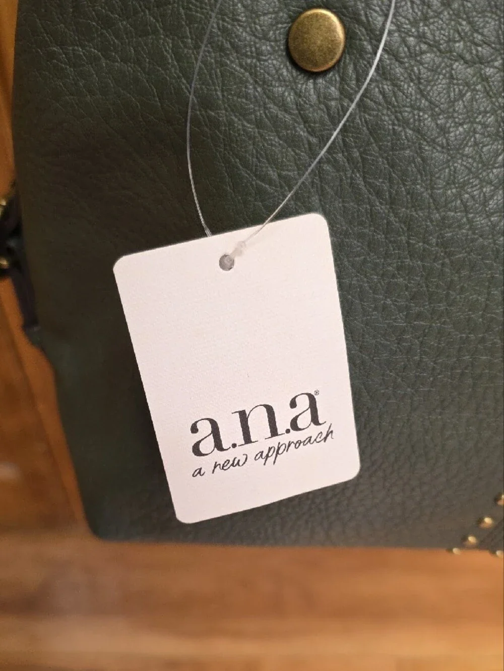 NEW a.n.a. Louise Satchel Faux Leather Studded Handbag Purse Avocado Green